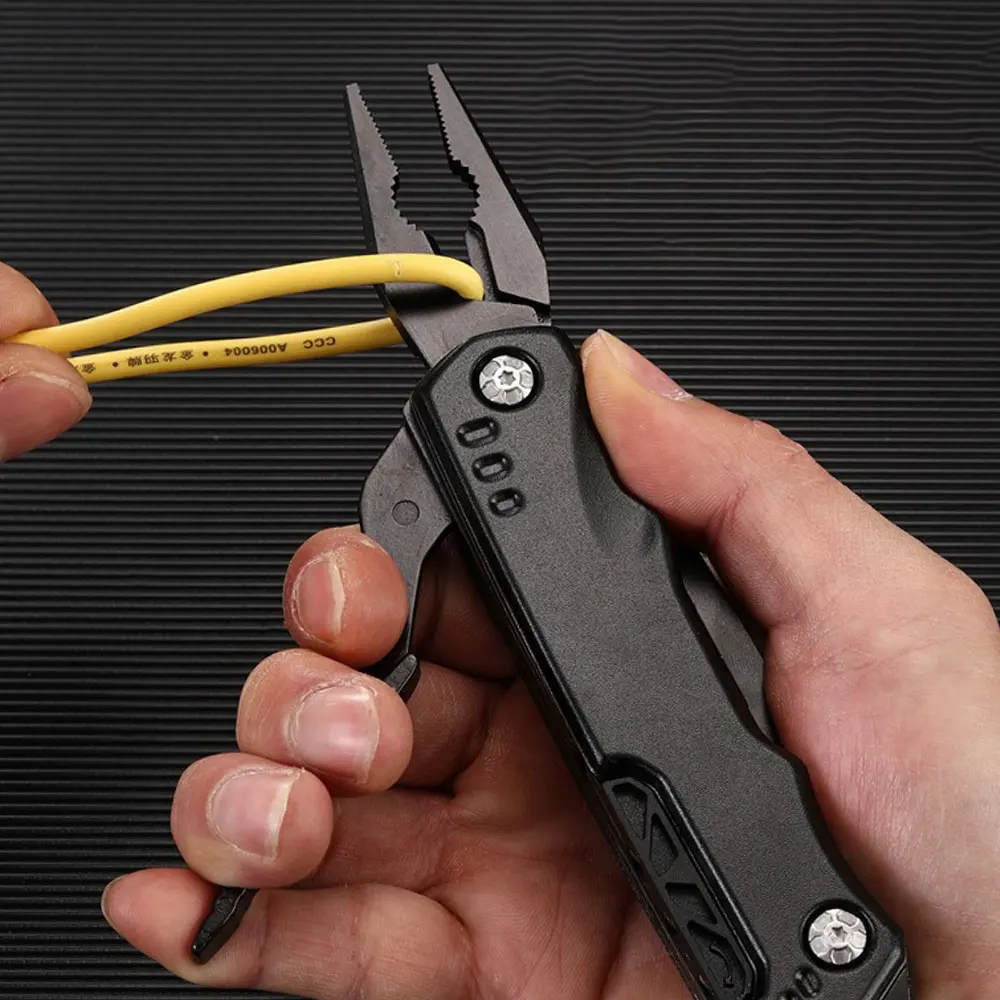 Alicates plegables de acero inoxidable multifuncionales portátiles para exteriores, martillo de torcedura ennegrecido, herramientas de emergencia para acampar - imagen 2