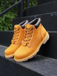 KOWM-zapatos de senderismo de piel de vaca para hombre, botas de caza tácticas impermeables, botas de motocicleta, zapatillas de viaje, botines de combate en el desierto