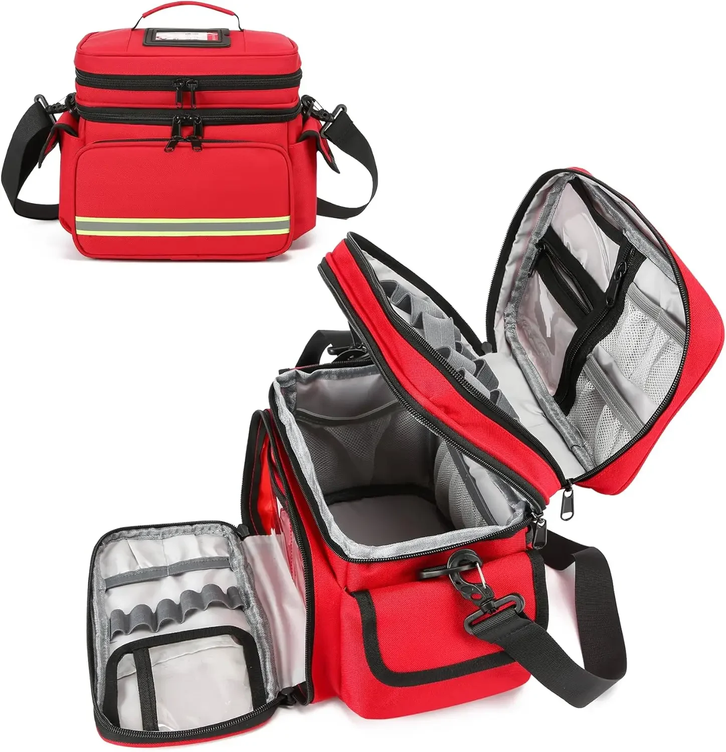 Bolsa médica de primeros auxilios vacía, bolsa de gran capacidad para rescate de emergencia al aire libre, bolsas de viaje Oxford reflectantes impermeables con múltiples bolsillos - imagen 2