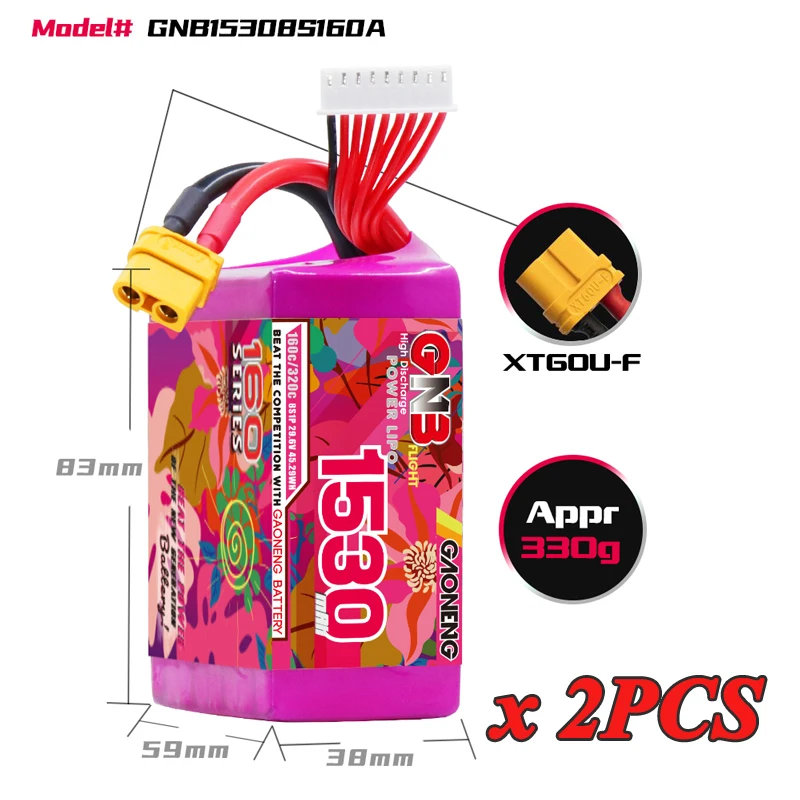 2Pcs 8S 1530mAh 160C