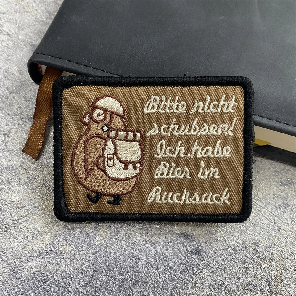 Cafe Viereck Please Don't Push Me To Have Beer en mi mochila, parche divertido, insignia de moral bordada de pingüino, pegatina táctica - imagen 5