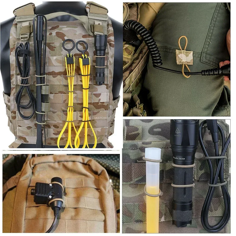 10 Uds MOLLE correas elásticas de nailon cinta hebilla al aire libre senderismo caza mochila chaleco PTT antena palo tubo vinculante retenedor - imagen 2