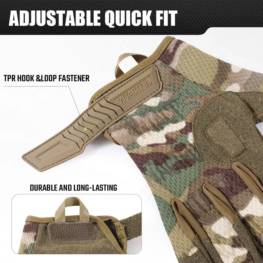 Guantes tácticos de dedo completo para hombre, pantalla táctil, transpirables, Paintball, Airsoft, tiro, senderismo, combate, deporte, caza, bicicleta, equipo de trabajo - imagen 5