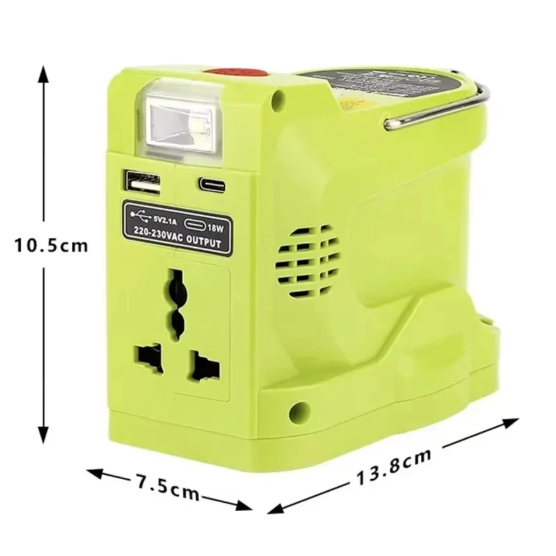 Inversor de batería de iones de litio de 200W, lámpara LED de trabajo, Banco de energía USB para Ryobi, batería de níquel de iones de litio de 18V P102 P103 P104 P105 P107 P108 - imagen 4