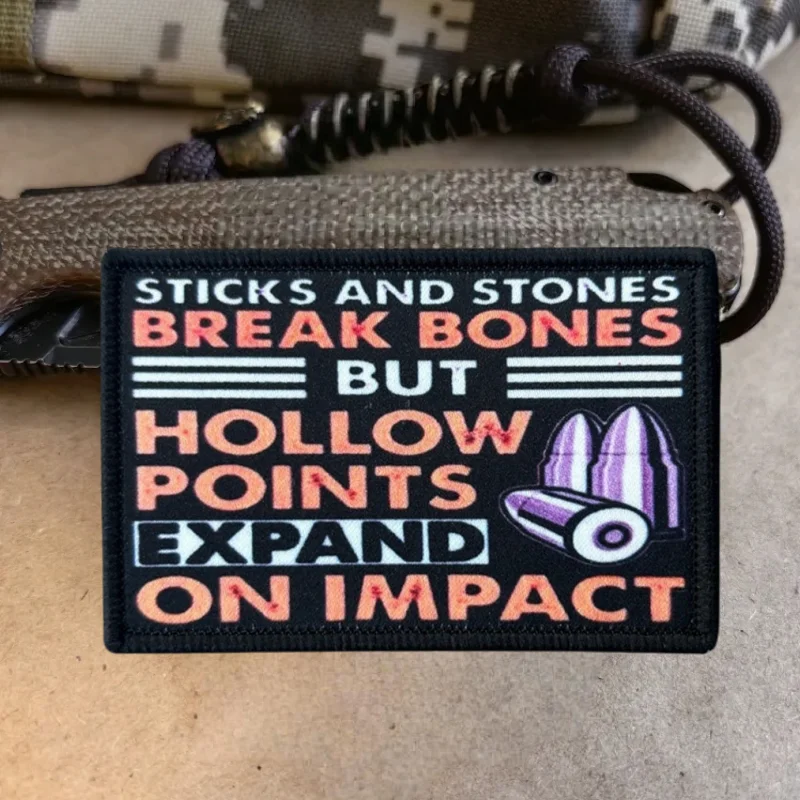 Parche con estampado de palos y piedras para chaleco táctico, insignia de moral con gancho y bucle, pegatinas decorativas para mochila, parches para brazalete para ropa - imagen 4