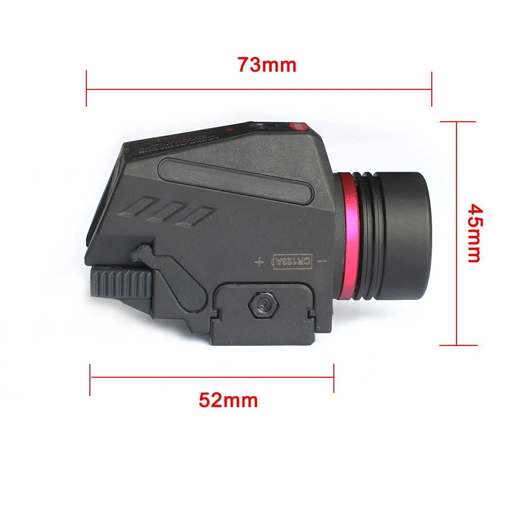 Luz LED táctica para arma, linterna láser de punto rojo, mira militar para pistola Airsoft, Mini pistola de riel de 20mm - imagen 3