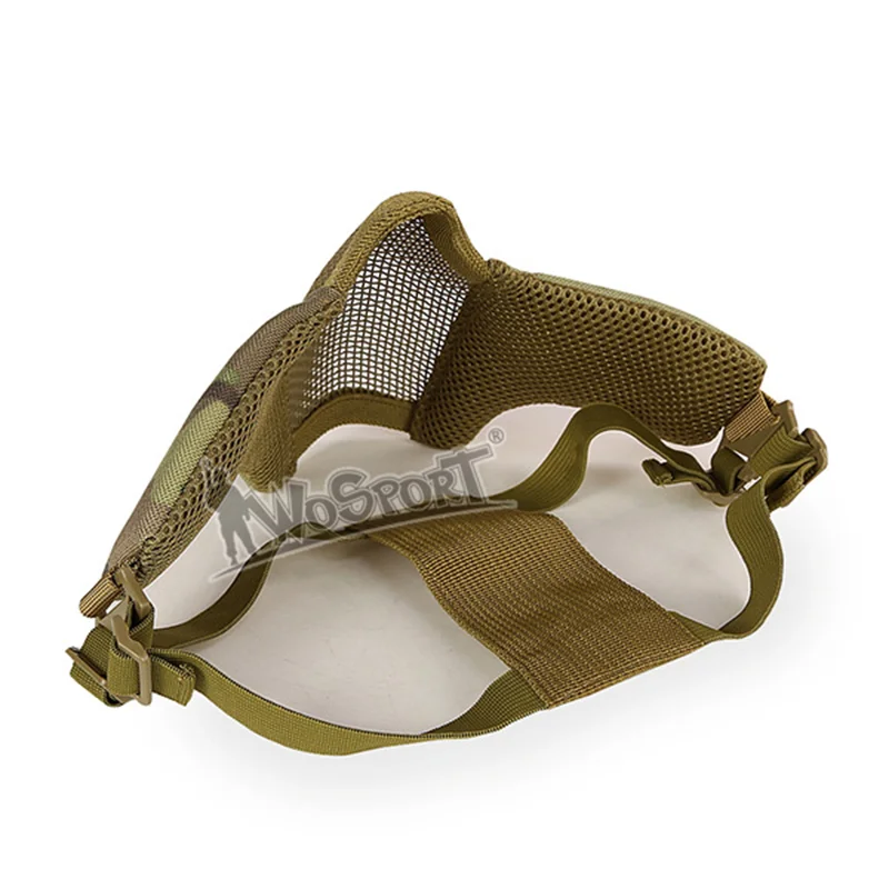Mascarilla táctica de media cara para Airsoft y Paintball CS, Máscara protectora de malla de acero plegable para ciclismo al aire libre, equipo militar para fanáticos - imagen 3