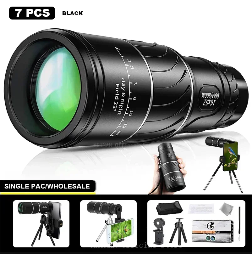 Binoculares potentes HD con Zoom militar, telescopio profesional portátil de largo alcance, Monocular de baja visión nocturna para caza, 40x60 - imagen 5