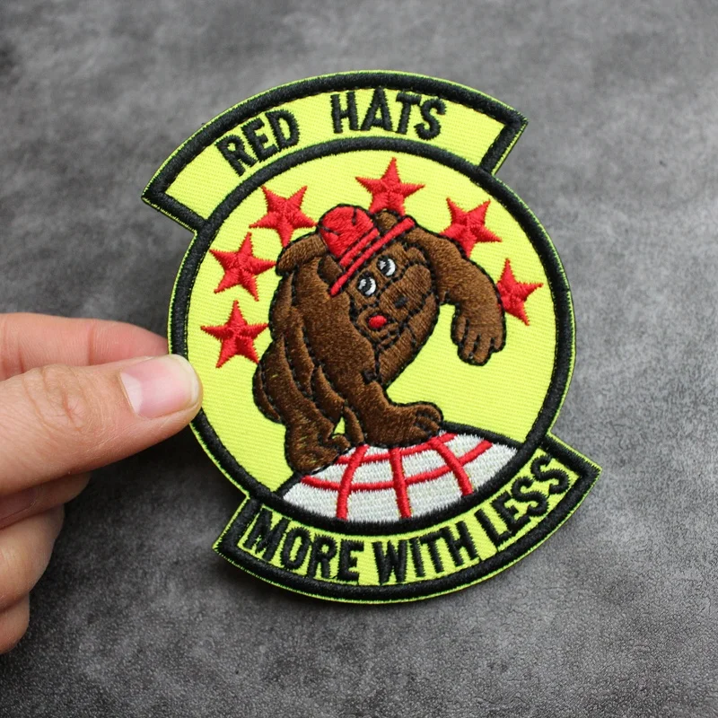 Insignia de moral de ventilador del ejército de lobo y llama bordada personalizada para exteriores, sombrero rojo, mochila creativa, parche de gancho y bucle para chaqueta DIY - imagen 5