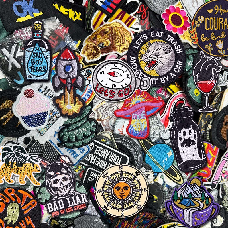 20 piezas de parches bordados mezclados al azar, parches termoadhesivos para planchar DIY para ropa, insignias para chaquetas y ropa - imagen 3