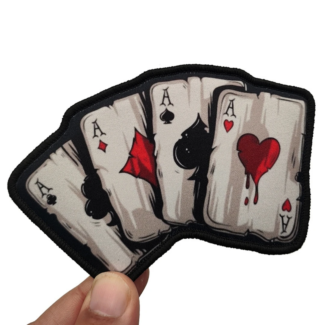 Parche táctico Spades A Poker Morale, parches impresos con gancho y bucle del ejército militar, pegatina para mochila, apliques personalizados