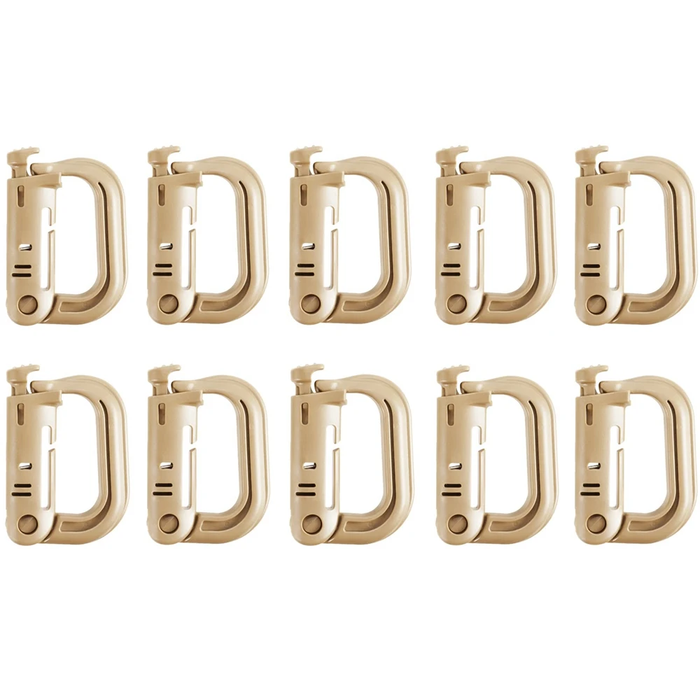 Clip de engranaje de bloqueo de anillo en D táctico, Clip de tubo de hidratación, hebilla de junta de Web, Clip de rotación de 360 ° para correa de 1 ", bolsa Molle, 10 piezas