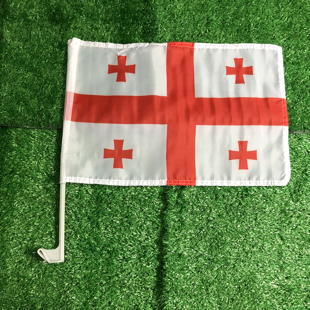 Bandera de coche Georgia con mástil – Diseño ondeante para vehículo - imagen 3