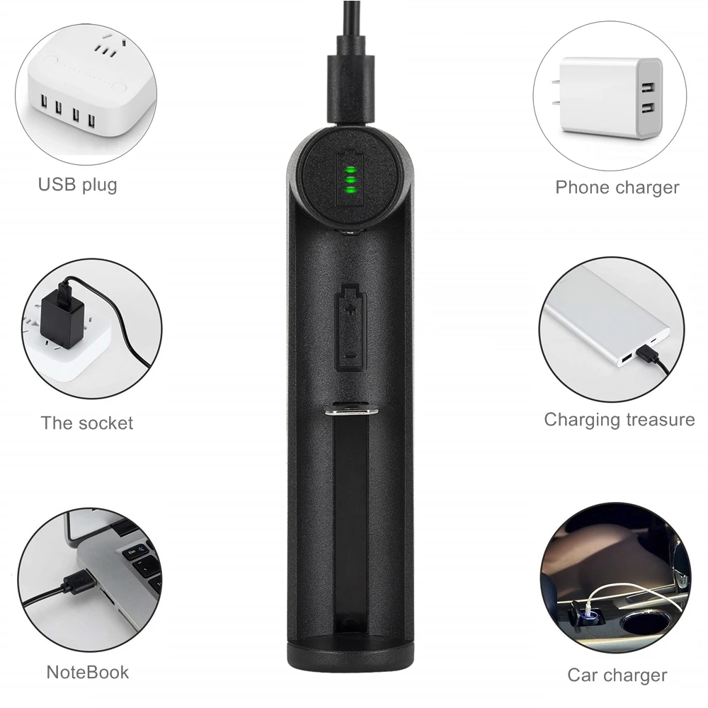 Alonefire-cargador USB C1, linterna recargable de 3,7 V, linterna frontal, cargador de batería de iones de litio para 18650/16340/14500/21700/10440 - imagen 3