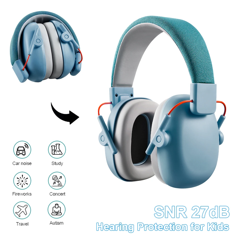 Orejeras de protección auditiva para niños, protección auditiva para niños, orejeras para dormir, estudio, reducción de ruido, cancelación de auriculares con funda