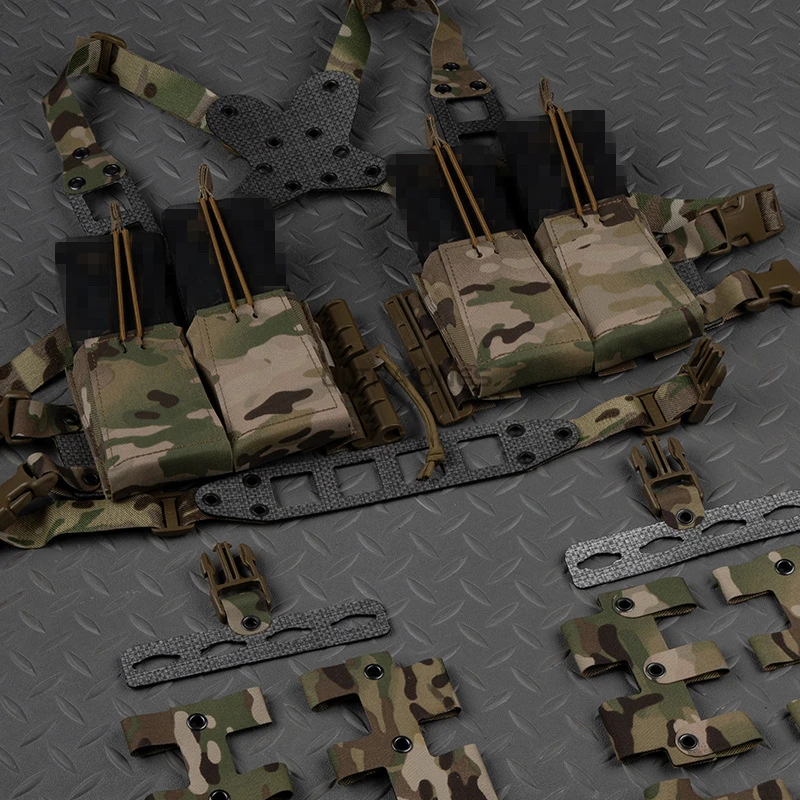 Conjunto de aparejo de pecho para caza al aire libre, chaleco Modular multifunción que se adapta a accesorios MOLLE, aparejo deportivo táctico para Paintball Airsoft - imagen 4