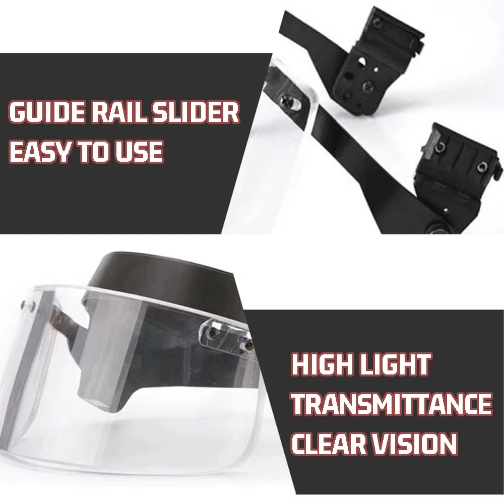 Casco Airsoft M88, protector facial balístico desmontable NIJ 3A, visera a prueba de balas, máscara, protección de cabeza a prueba de balas, Panel transparente - imagen 4