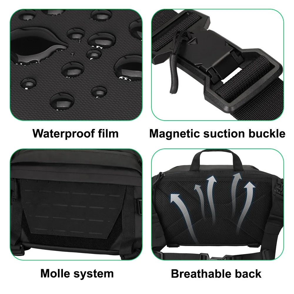 MOLLE-bandolera táctica EDC, bolso de hombro para senderismo, viaje, bandolera, riñonera para el pecho al aire libre, bolsa organizadora multifunción - imagen 5