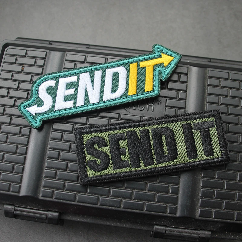 Tira personalizada con letras en inglés "SEND IT", insignia creativa bordada, mochila táctica para exteriores, chaqueta, parche con gancho DIY - imagen 5