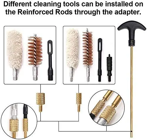 Kit de limpieza de pistola de caza, caja de herramientas, pistola de Rifle profesional, cepillos de latón limpios, soporte AK47, kit de limpieza de Rifle de 9mm, todos los calibres - imagen 5