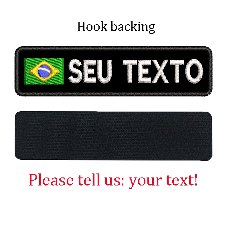 Parche de nombre personalizado con bandera de Brasil, etiqueta de nombre bordada, texto para coser o respaldo de gancho para uniforme, sombrero, bolsa de moral, arnés de Collar para mascotas - imagen 4