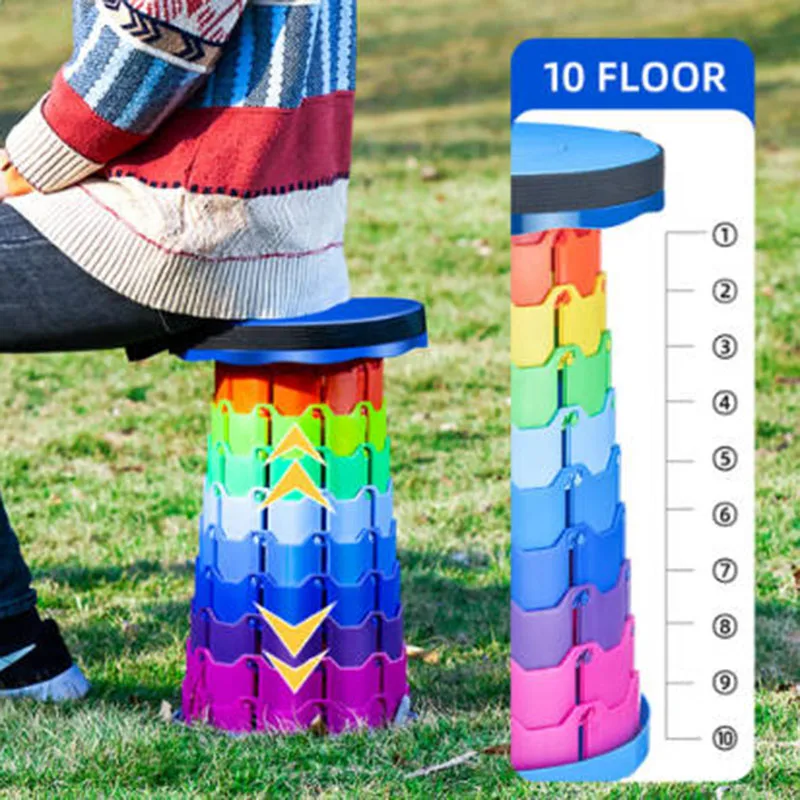 Taburete plegable de arco iris para exteriores, silla portátil retráctil ajustable, ultraligera, para acampar - imagen 4