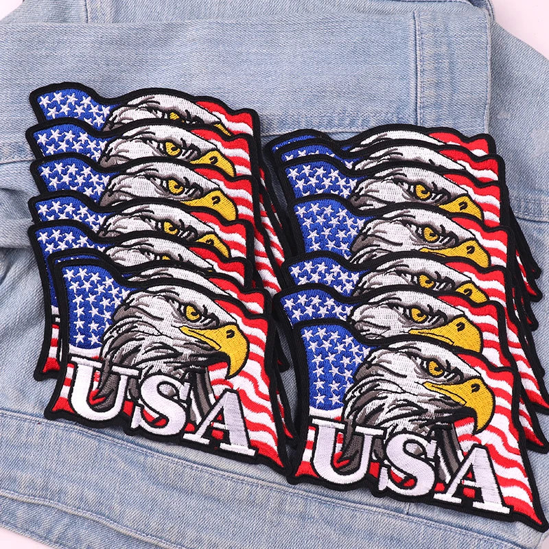 Parches bordados con bandera de USD, parches para planchar DIY para ropa, chaquetas, sombreros, mochila, insignias bordadas de costura de águila DIY, 1-5 uds.
