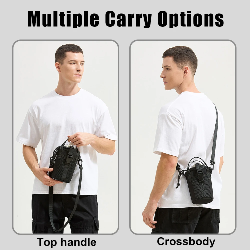 Bolsa táctica para botella de agua, bolso cruzado, bolsa de transporte portátil para botella de agua, soporte para botella, bolsa de almacenamiento para hervidor con correa para el hombro - imagen 5