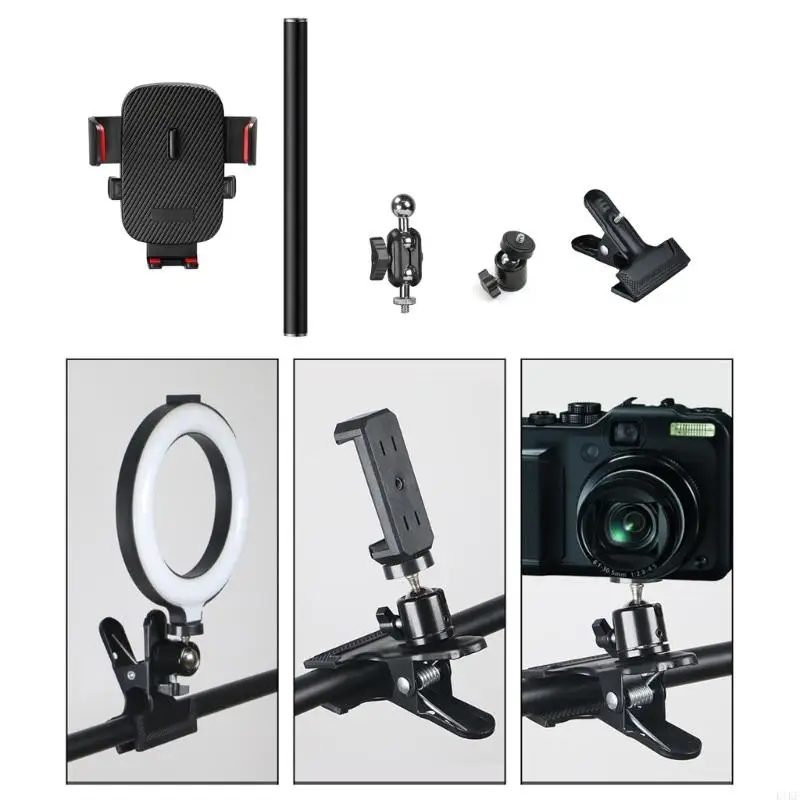 Base abrazadera montaje teléfono ajustable, dispositivo múltiple giratorio 360, Compatible con 3 opciones longitud