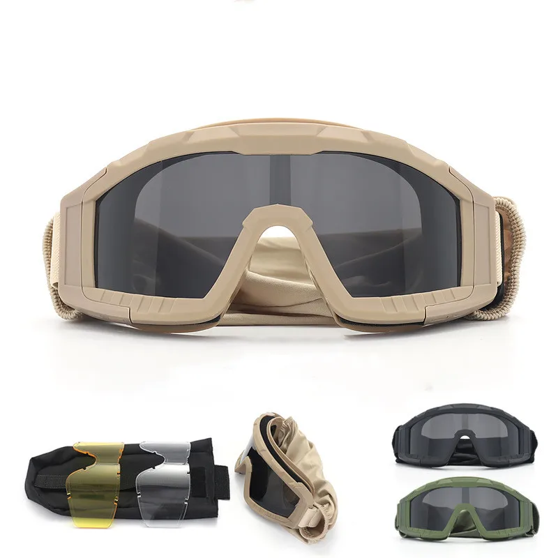 Gafas tácticas militares para exteriores, 3 lentes, a prueba de viento, a prueba de polvo, CS Shooting UV400, gafas protectoras seguras, gafas de montañismo - imagen 3