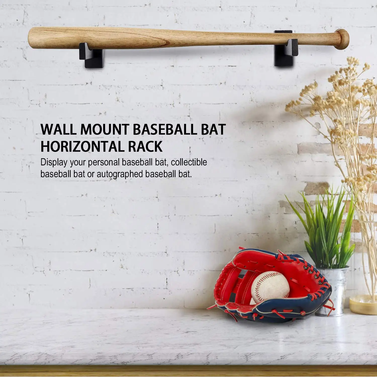 Soporte de vitrina para bate de béisbol, soporte de pared para bate de béisbol, estante Horizontal, soporte de exhibición para bate de béisbol, 2 uds. - imagen 2