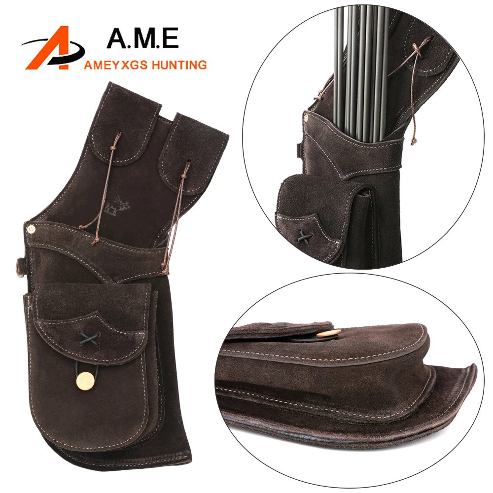 Carcaj de flecha de cuero de vaca, tiro con arco, cintura, bolsa de flecha inversa, objetivo de caza con arco de flecha de tiro de gran capacidad