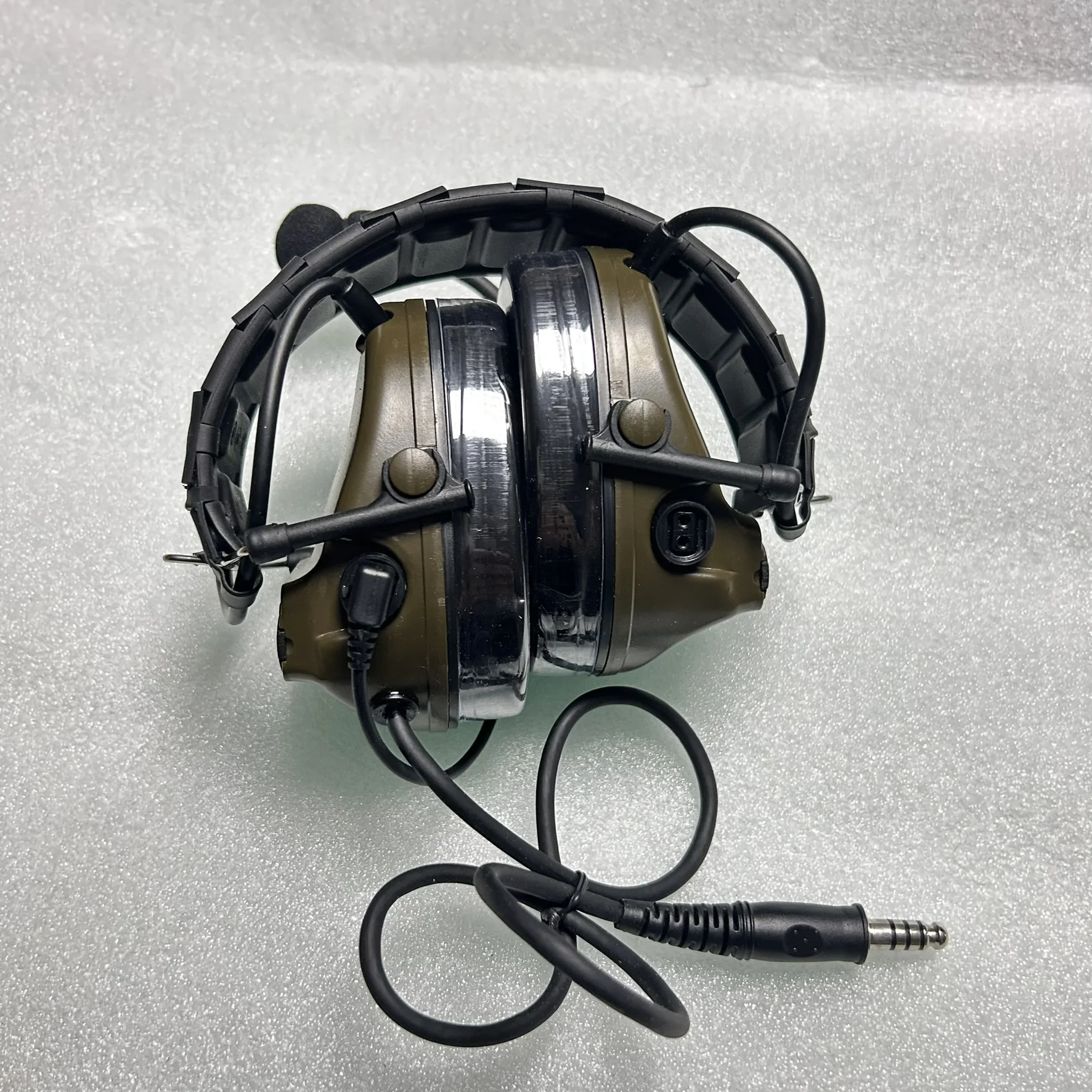 Auriculares tácticos con cancelación de ruido C3 con audiencia amplificada: auriculares Comms de silicona mejorados en verde táctico para comunicación