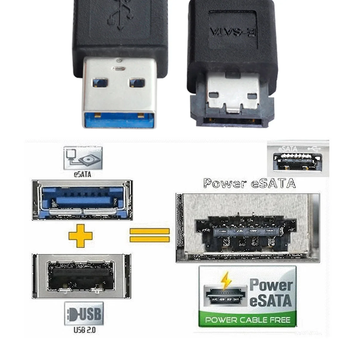 Chenyang CYSM USB3.0 para encender sobre eSATA DC5V adaptador USB2.0 a HDD/SSD/ODD convertidor eSATAp - imagen 2