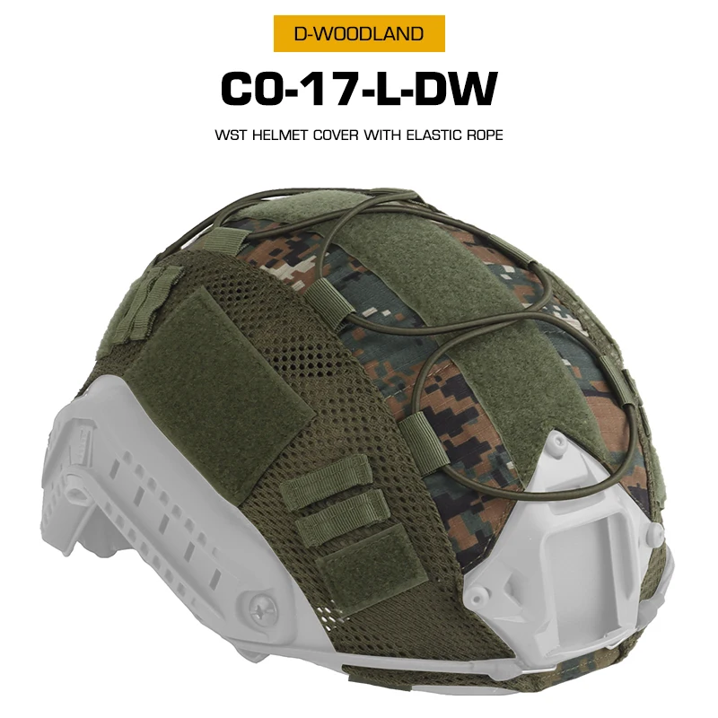 Cubierta táctica ajustable para casco con cuerda elástica, cubierta de tamaño M/L para casco rápido MH PJ BJ, equipo Airsoft de Paintball - imagen 5