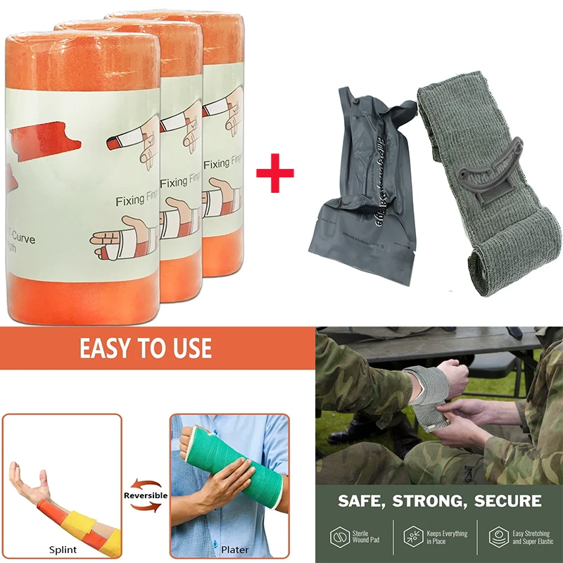Torniquete de vendaje de viaje al aire libre, rollo de férula de aluminio Universal para primeros auxilios, Kit médico de emergencia, férula de fijación ósea