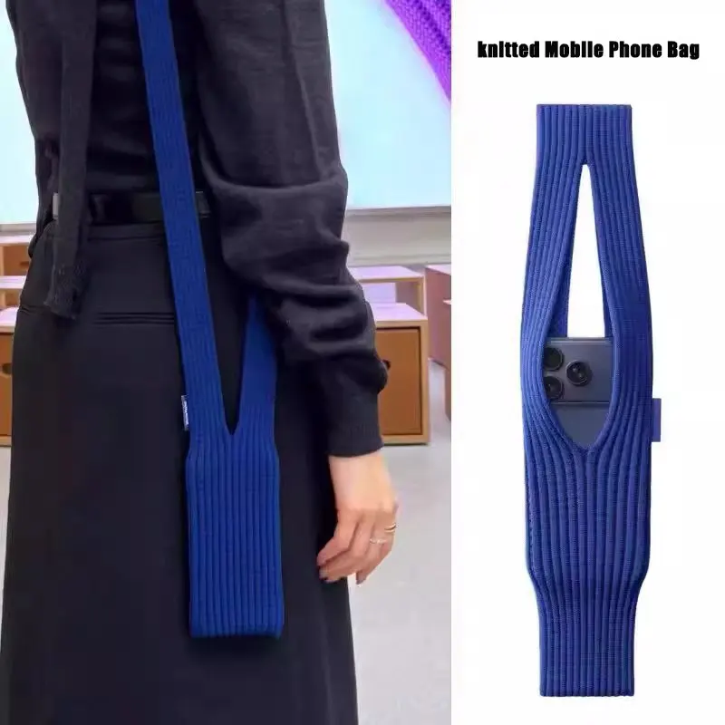 Bolsa tejida para teléfono móvil, bolsillo para teléfono móvil, funda protectora de tela de malla acanalada, bolsa de almacenamiento de tejido 3D todo en uno - imagen 5