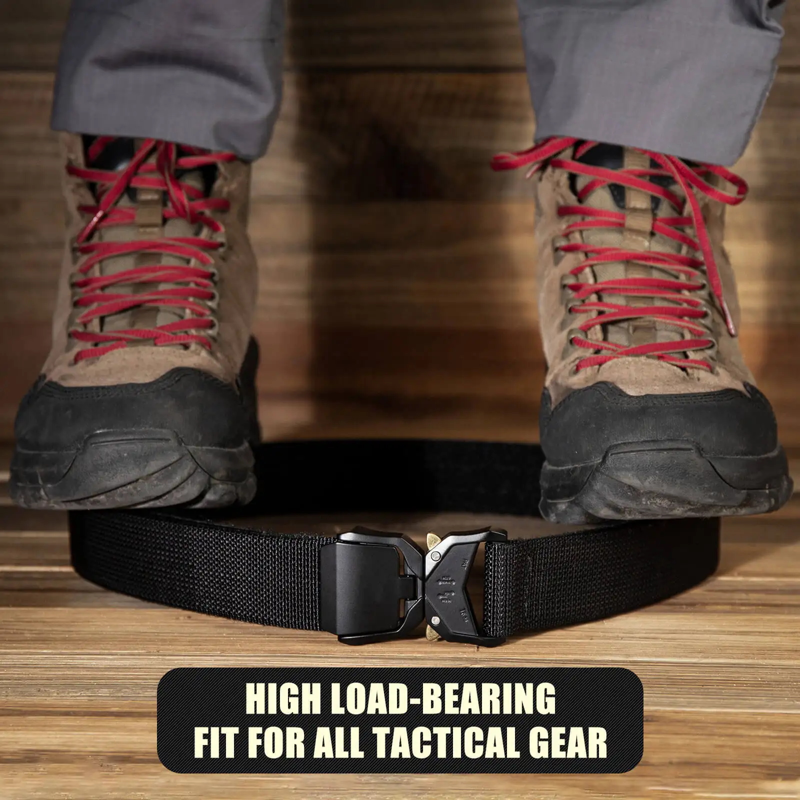 KRYDEX-Cinturón táctico de liberación rápida para hombre, cinturón resistente de 1,5 pulgadas, hebilla superior abatible de Metal de nailon de 2 capas, cinturón negro para caza al aire libre - imagen 2