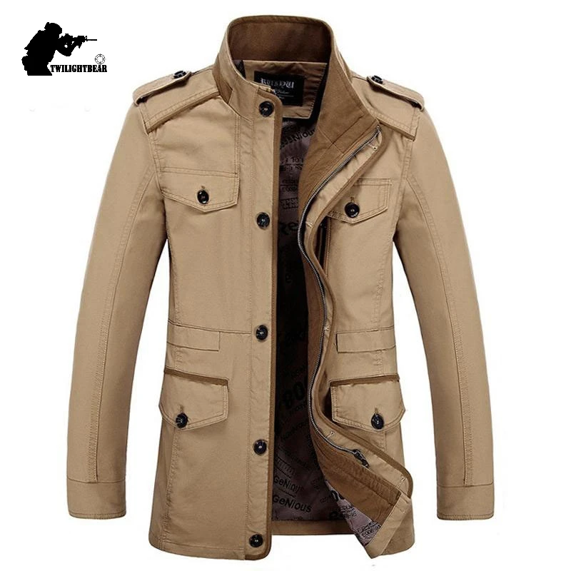 Gabardina táctica de algodón larga para hombre, abrigo primavera - imagen 4