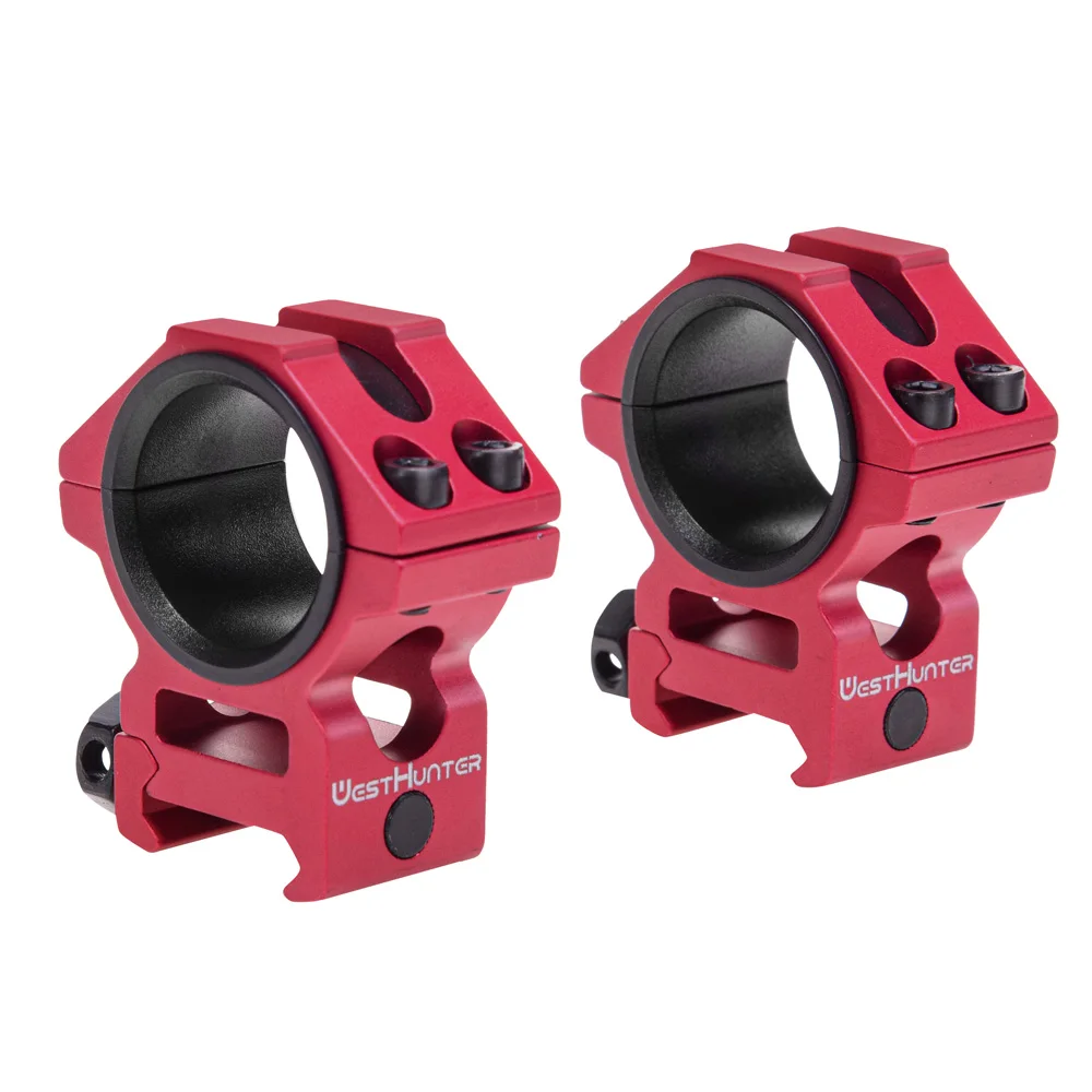 WestHunter-anillos de montura Picatinny para mira telescópica, accesorio rojo para caza, con riel de 20MM, Base para mira telescópica óptica, mecanizado CNC