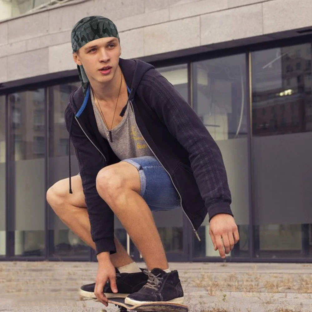 Gorro de pirata para correr para hombre y mujer, gorro de camuflaje de punto elástico para ciclismo, bufanda para la cabeza, tenis, bicicleta, deporte - imagen 5