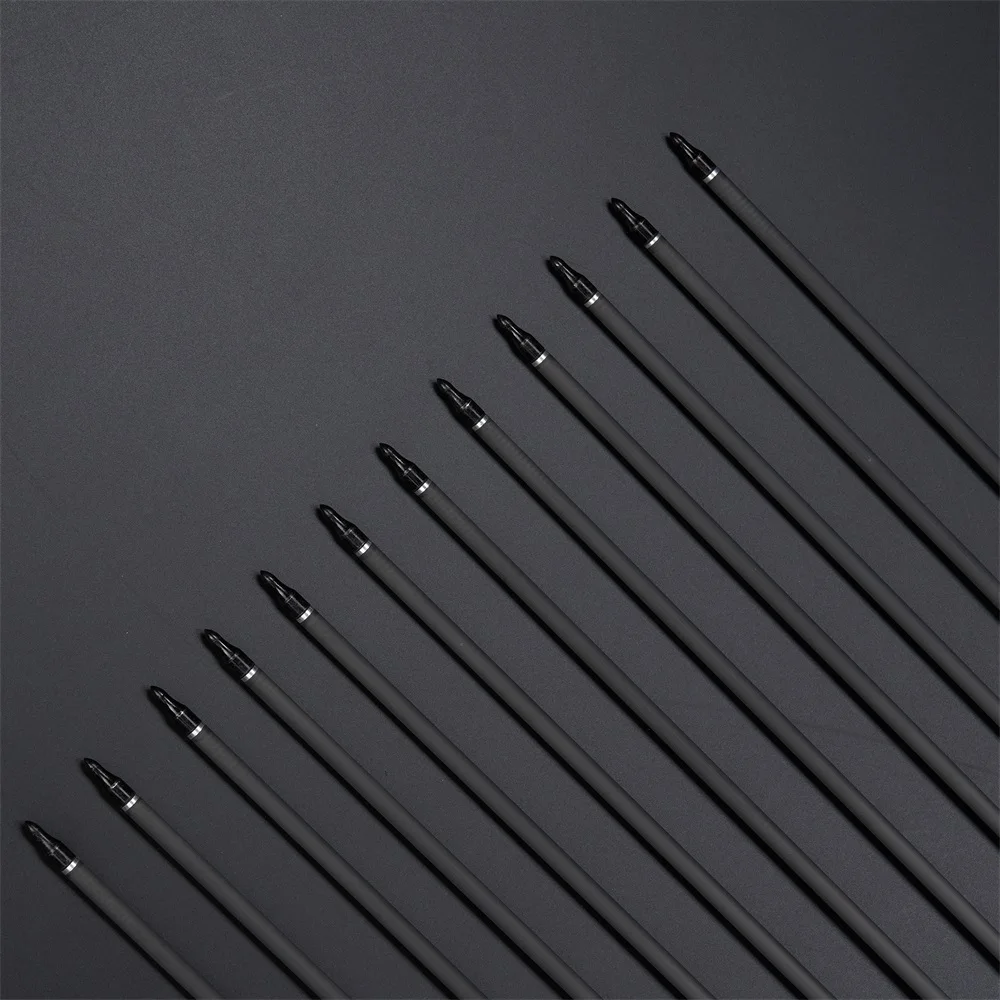 Tiro con arco 100% flechas de carbono puro 350 de columna vertebral con plumas reales de 4 pulgadas 100 puntos de grano para arco largo recurvo compuesto - imagen 2