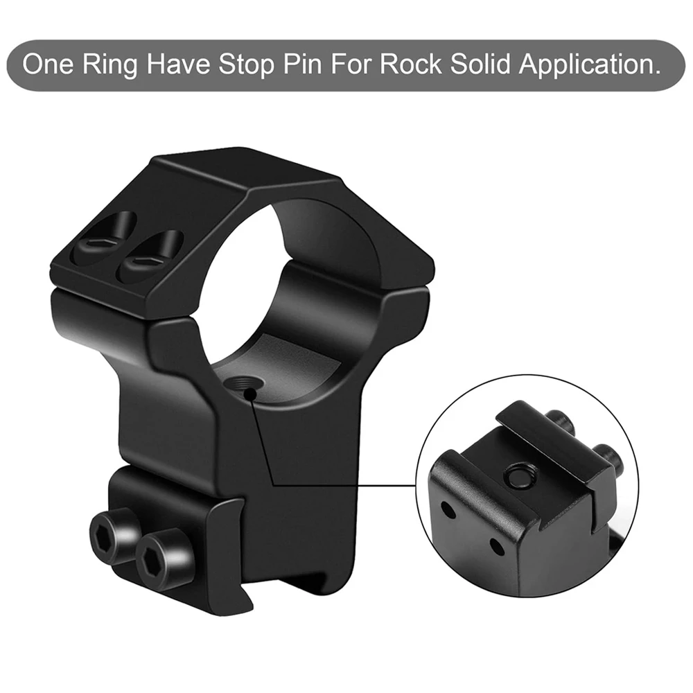 Anillos de alcance para linterna, anillos de montaje de alcance de 25,4/30mm, soportes para mira telescópica de alto perfil para rieles de cola de milano de 11mm, accesorios de caza, 2 uds. - imagen 3