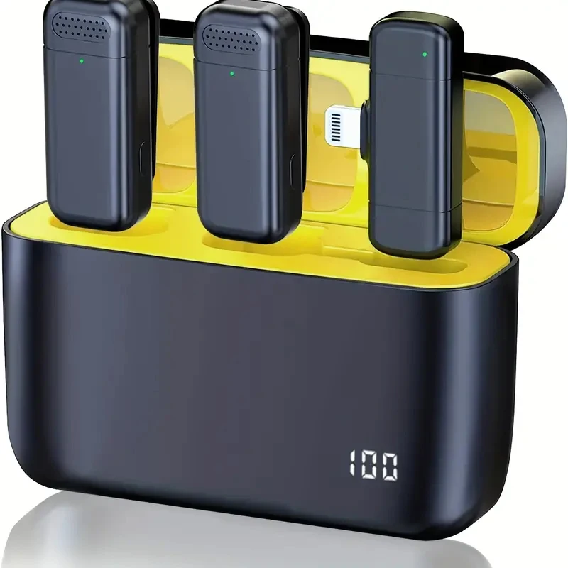 Micrófono Lavalier inalámbrico 2 en 1 con estuche de carga para iPhone iPad tipo C, micrófono con clip para grabación de vídeo entrevistas - imagen 3