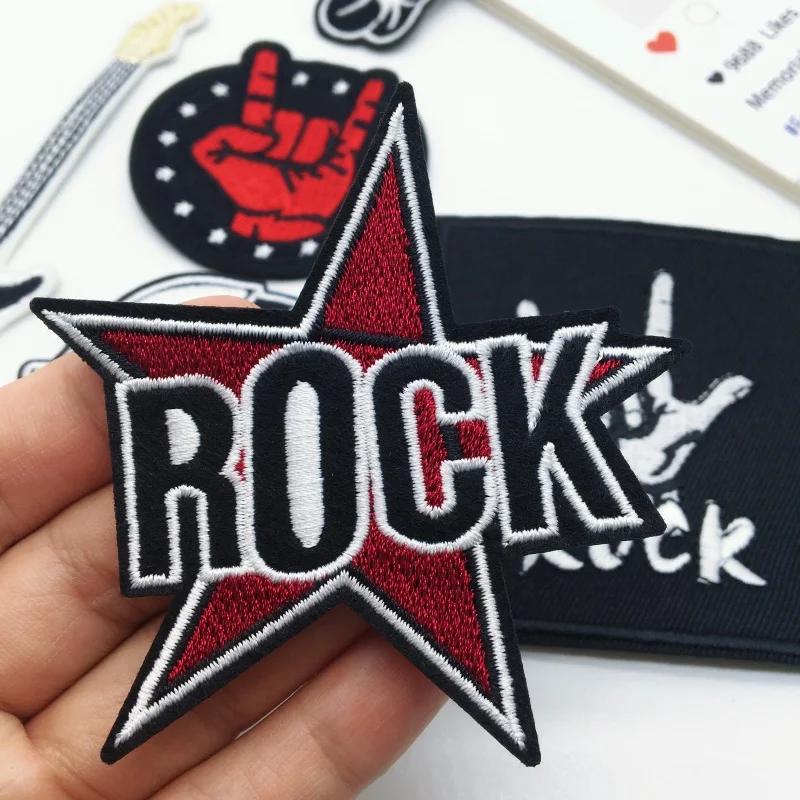 Parches de Rock & Roll Punk para ropa, rayas de guitarra, parches para planchar para ropa, apliques bordados de música DIY, 6 piezas - imagen 5