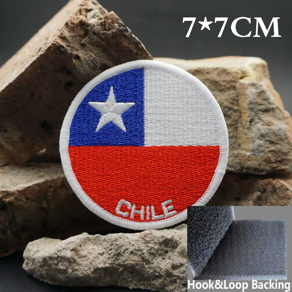 Parches bordados tácticos con bandera de Chile para mochilas y ropa, accesorios militares con respaldo de gancho o planchado - imagen 2