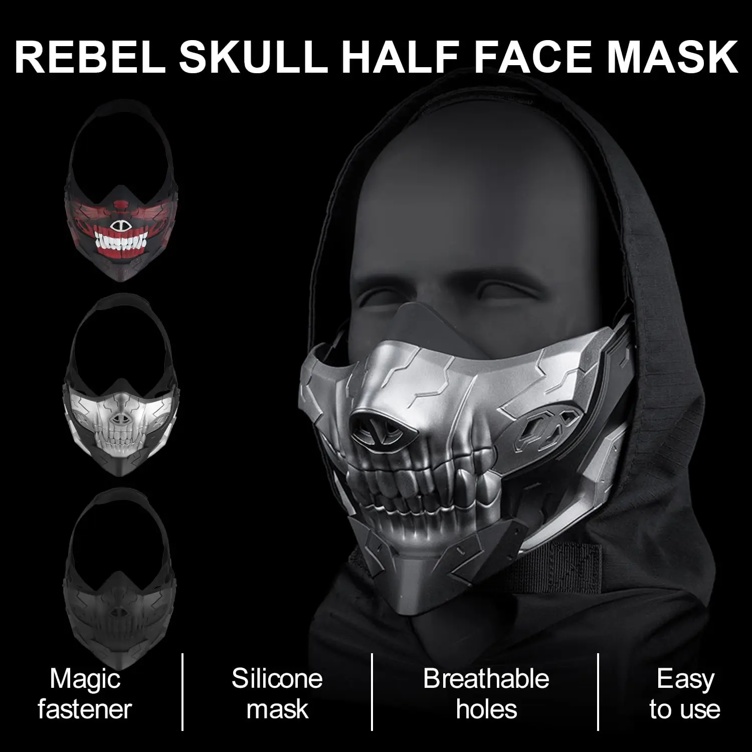 Máscaras de media cara Airsoft, máscara facial de escorpión táctico, máscara protectora de malla de acero, equipo táctico al aire libre para Cosplay de Halloween