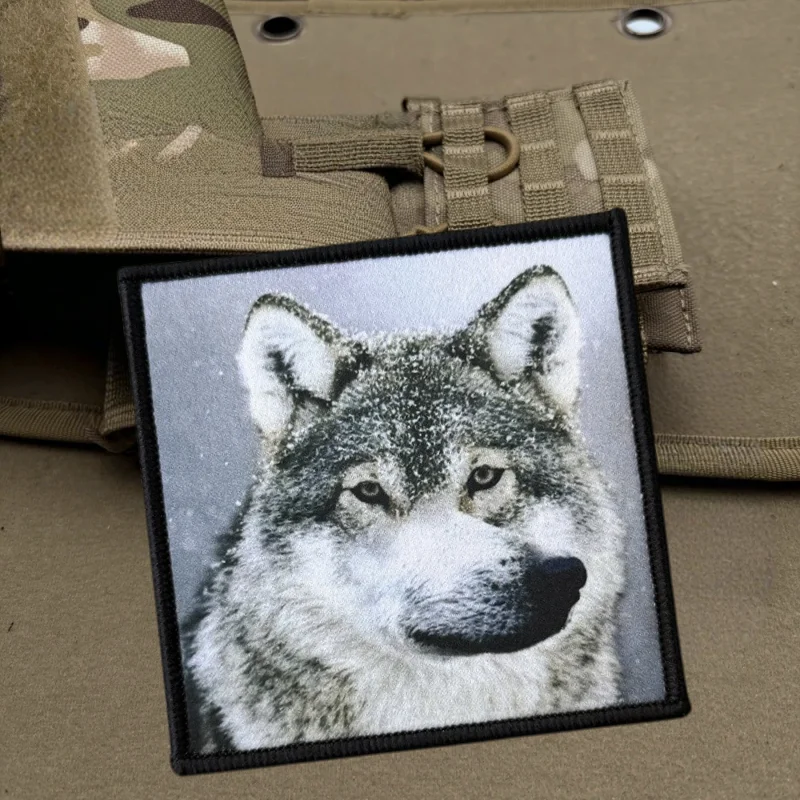 Parche con estampado de lobo militar Chevron, chaleco táctico, insignia de moral con gancho y bucle, pegatinas decorativas para mochila, parches para brazalete para ropa - imagen 4