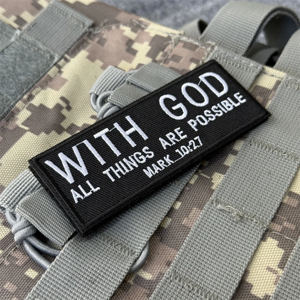 Parche táctico bordado versículo Marcos 10:7 – Insignia moral con velcro - imagen 3
