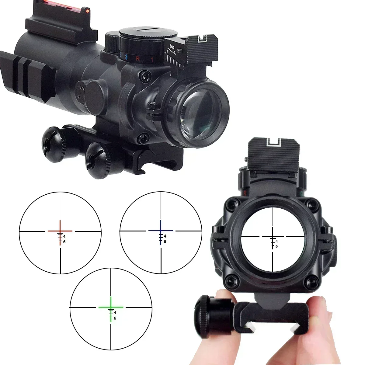 Táctico Trijicon ACOG 4X32 1x32 alcance rojo verde vista Airsoft óptica iluminada Chevron Cruz vidrio grabado retícula caza - imagen 4